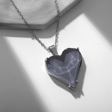 Кулон "Сердце", цвет серый в серебре